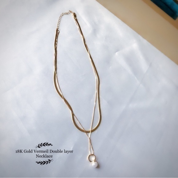 - - 18K Gold Vermeil Double layer Necklace - Picture 6 of 8